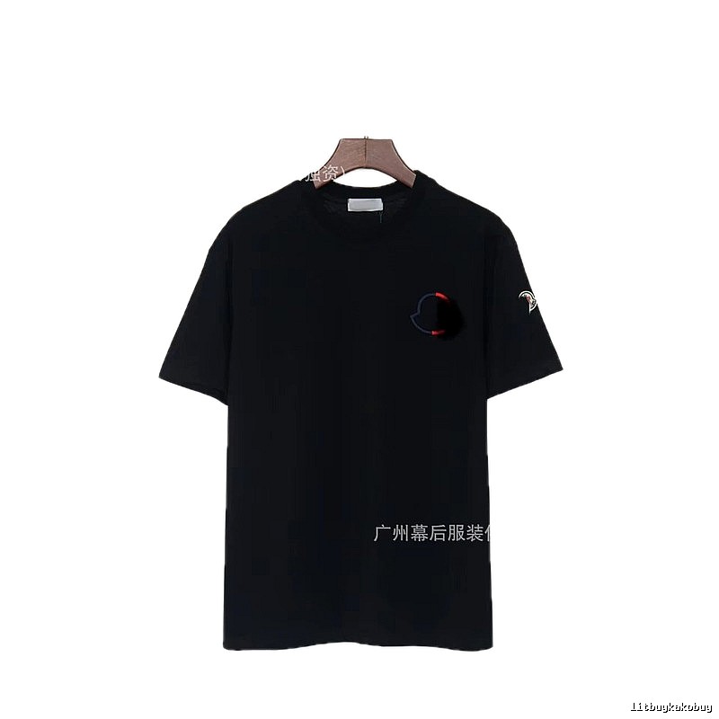 Moncler Embroidered Casual Black Short-sleeve T-shirt