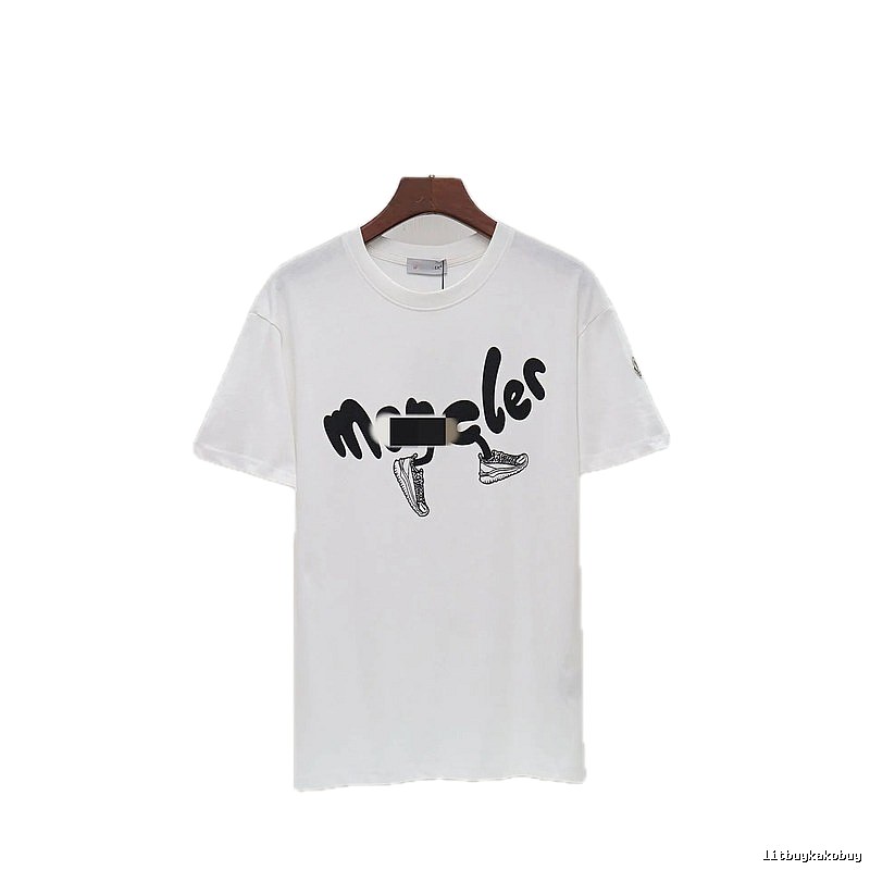 Moncler Graffiti Collection Casual Style White T-Shirt