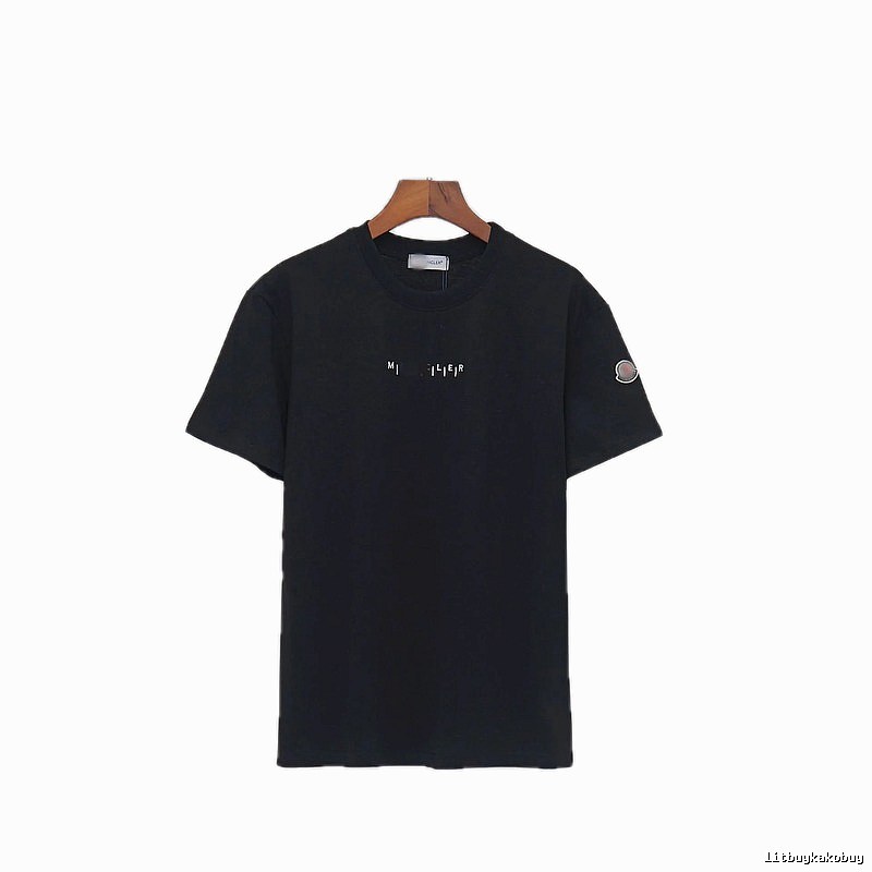 Moncler Letter Print Minimalist Style Black T-Shirt