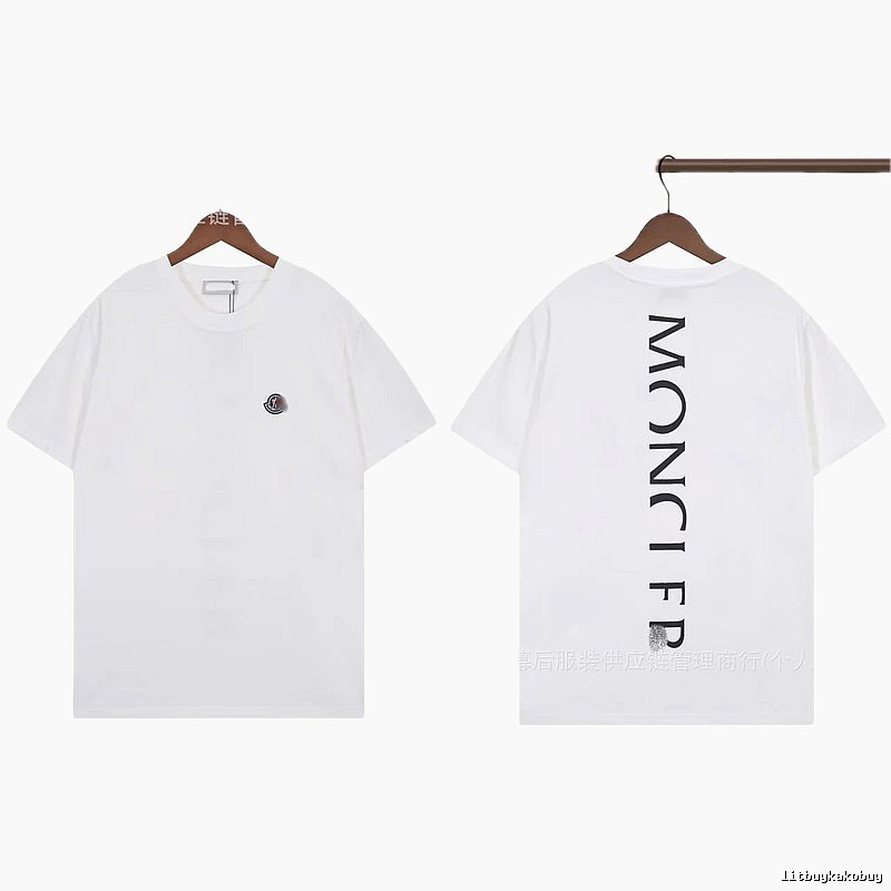 Moncler Letter Print Trendy Style White T-Shirt