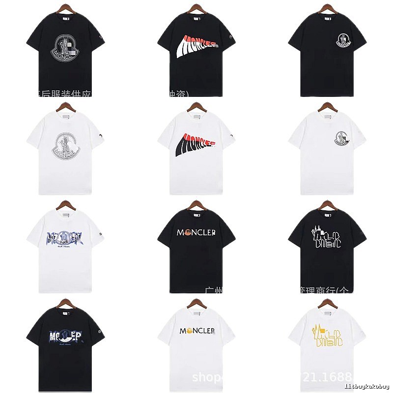 Moncler Logo Printed Trendy Black & White Short-Sleeve T-Shirt