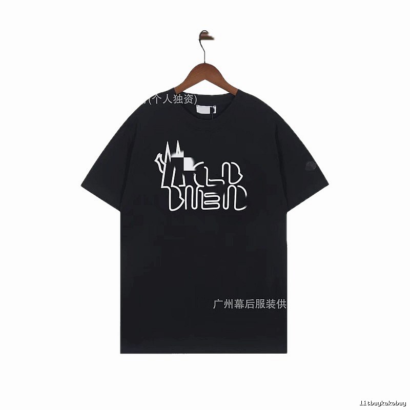 Moncler Neon Print Trendy & Cool Black T-Shirt