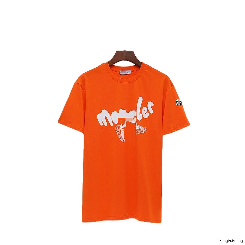 Moncler Printed Casual-style Orange Short-sleeve T-shirt