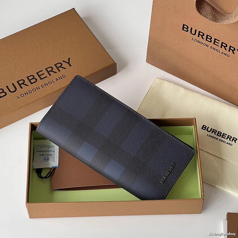Navy Check Long Wallet Burberry Wallet for Photo Ready Styling