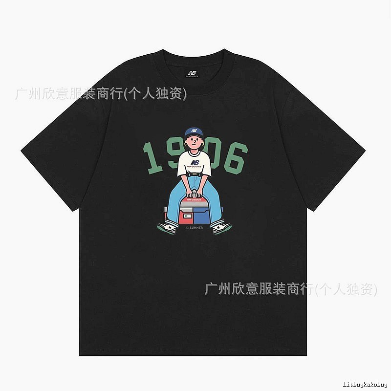 New Balance 1906 Trendy Streetwear Style Black Short-sleeve T-shirt