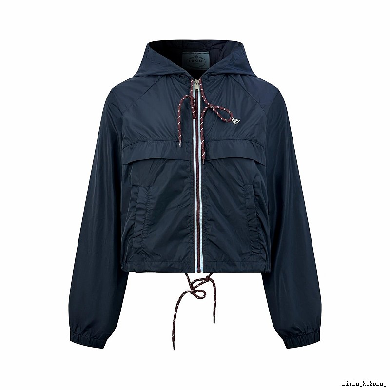 Nike Navy Cropped Windbreaker Jacket for Casual Office