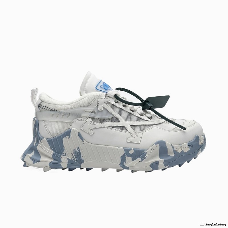 Off-White camouflage-style white and gray sports shoes