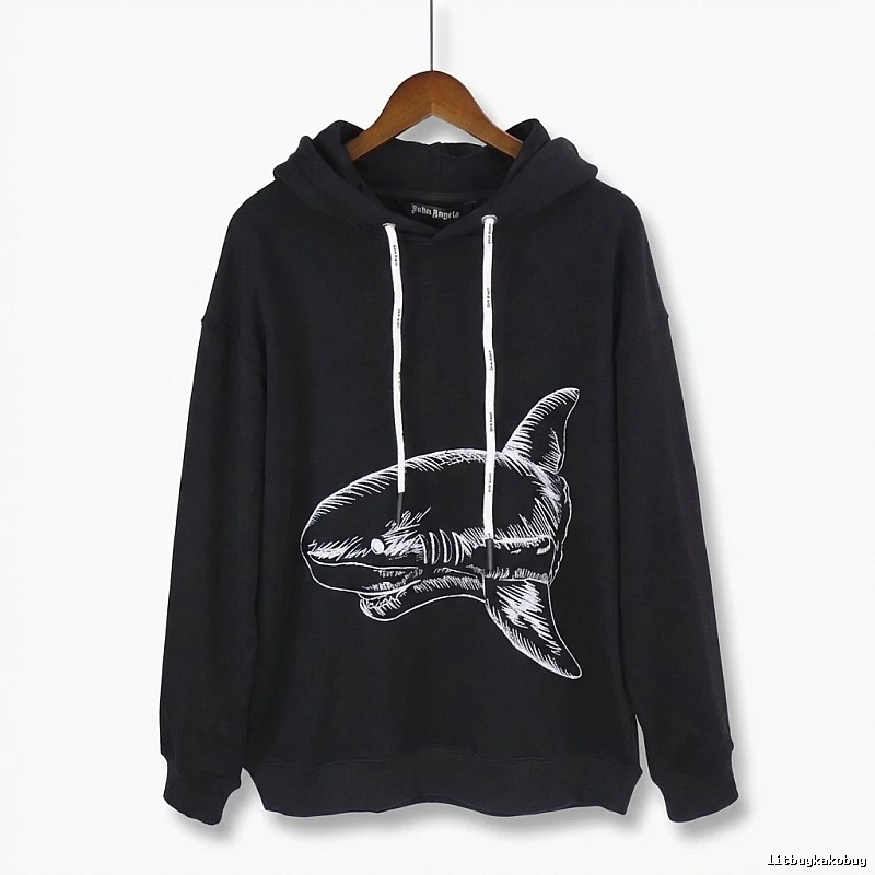 Palm Angels Shark Print Black Hoodie
