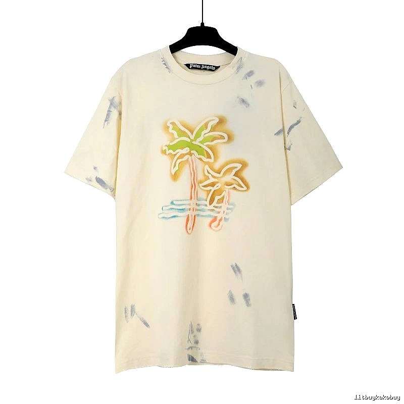 Palm Angels Statement Logo T-shirt White Palm Tree for Outdoor Plans