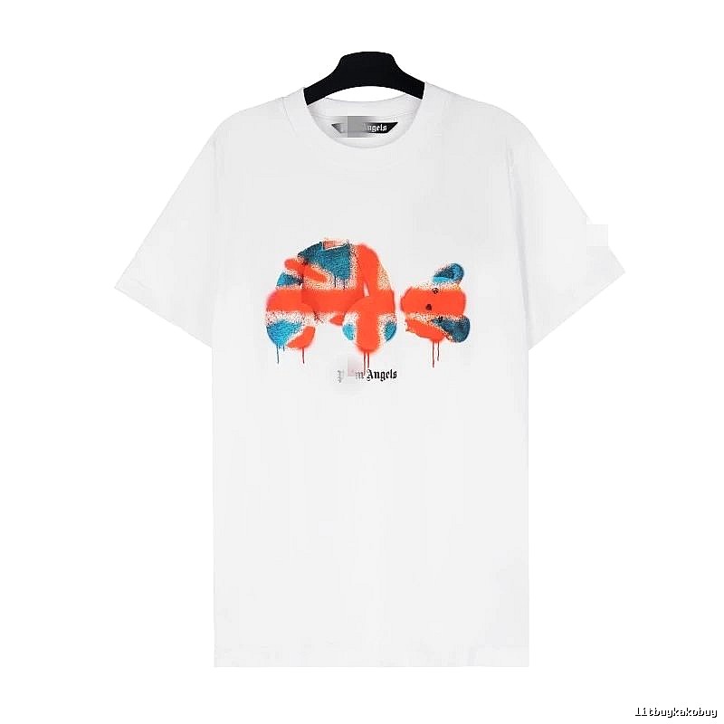 Palm Angels Travel Bear graphic T-shirt White Colorful Bear with Modern Look