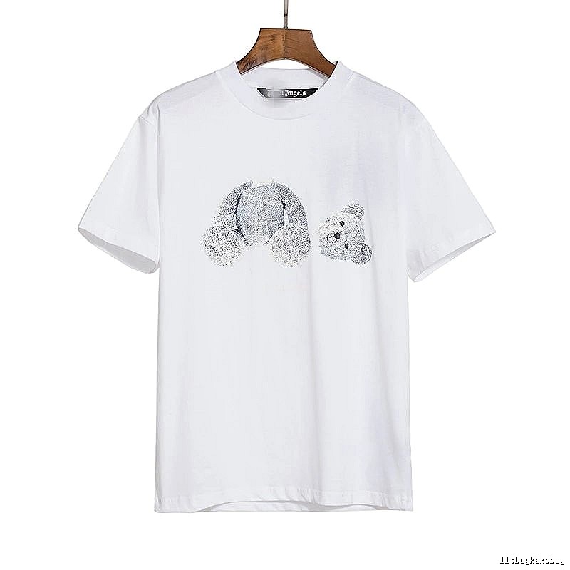 Palm Angels Travel Bear graphic T-shirt White Colorful Bear with Soft Visual Tone