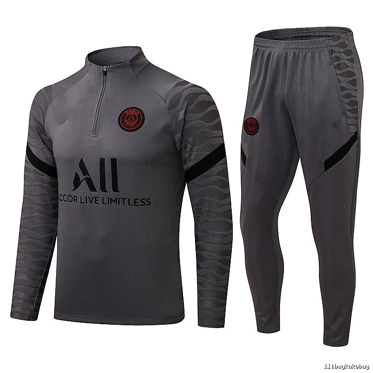 Paris Saint-Germain 2021-22 Gray Training Tracksuit Set Commuter Look