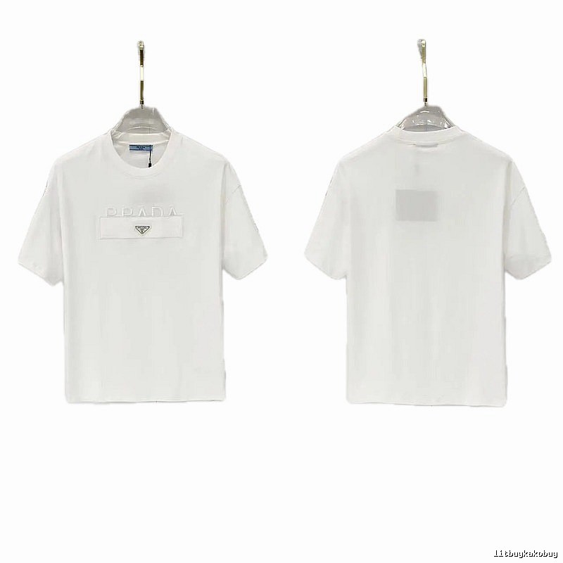 Prada Classic Triangle Logo Minimalist Style White T-Shirt