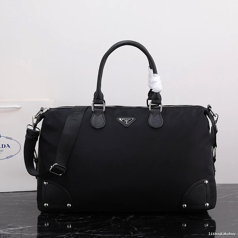 Prada Duffel Bag with Black Nylon Duffel Detail