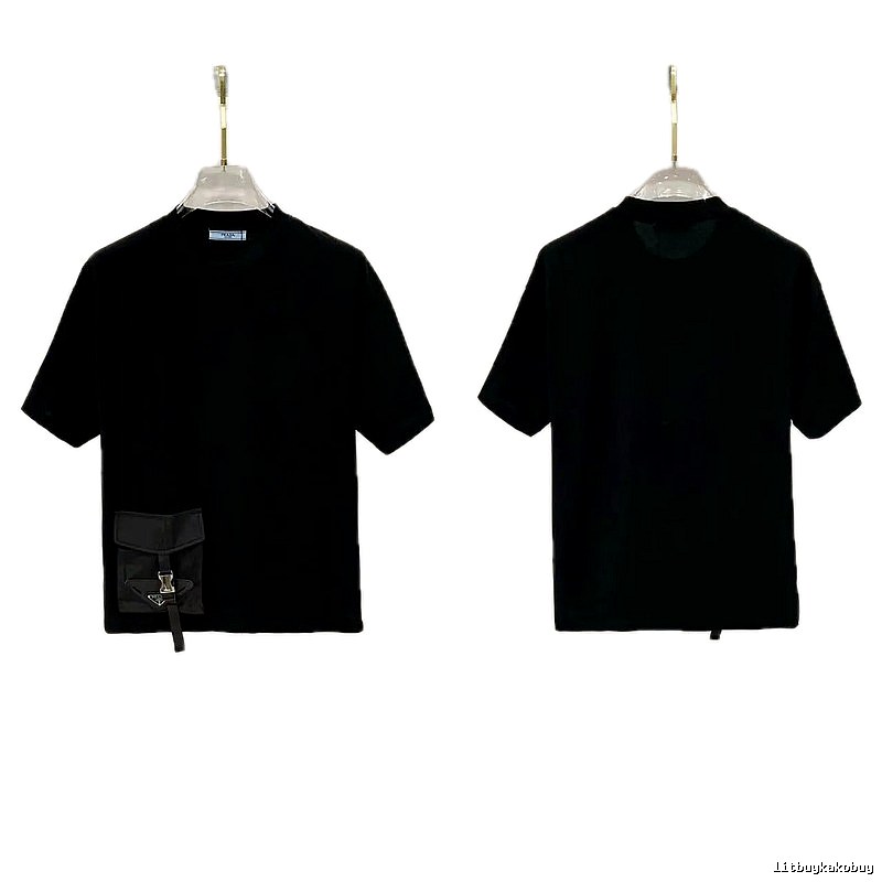 Prada Pocket Collection Minimalist Style Black Short-sleeved T-shirt