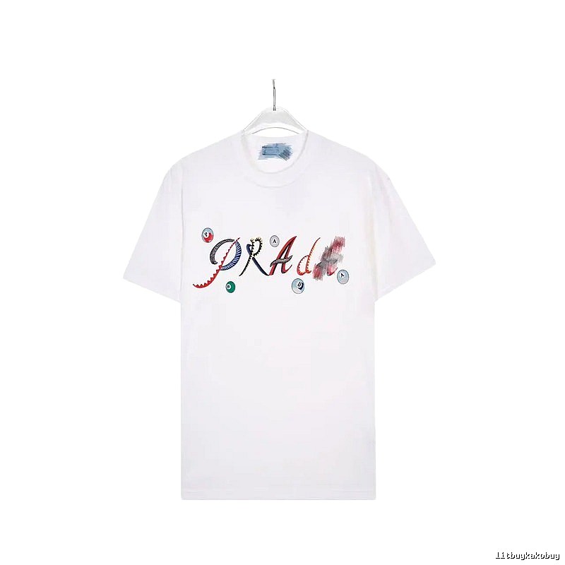 Prada Street Style White Short-sleeve T-shirt with Colorful Print