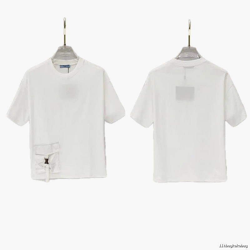 Prada Triangle Logo Minimalist Style White Short-sleeve T-shirt