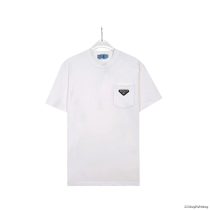 Prada Triangle Logo Minimalist Style White T-Shirt