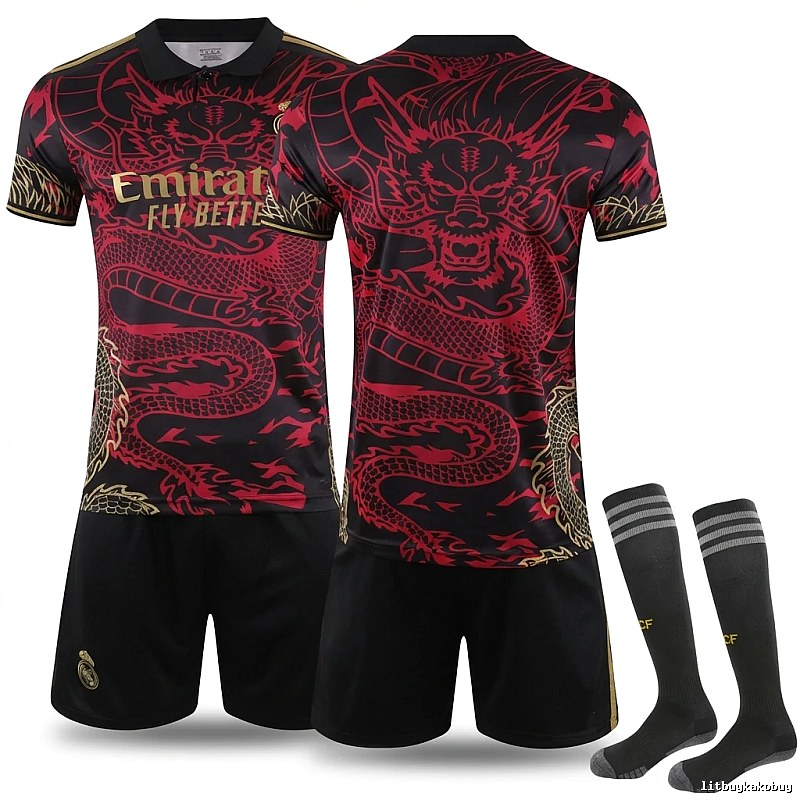 Real Madrid China Dragon series black and red jerseys