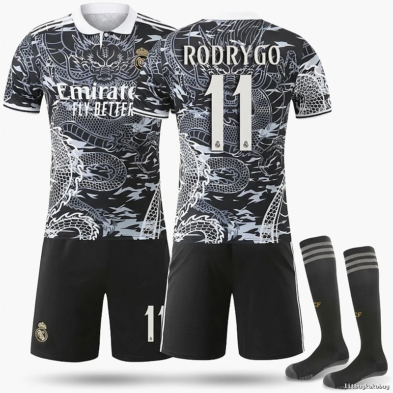 Real Madrid dragon pattern Chinese style black jersey