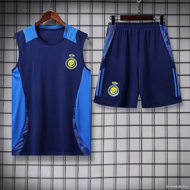 Real Madrid Resort Training jersey set Navy Sleeveless Top for Travel Looks