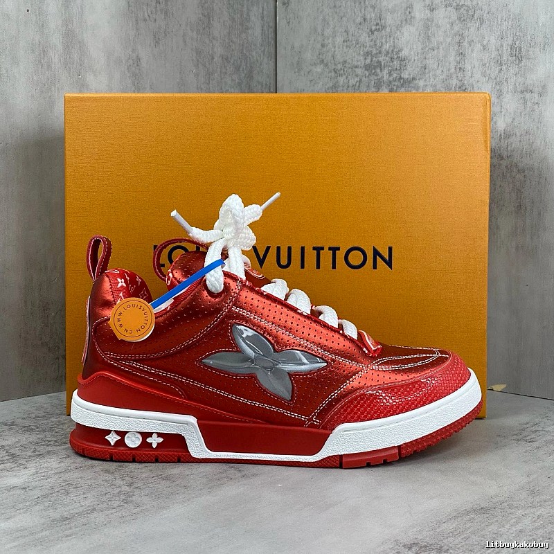 Red Low-top Sneaker by Louis Vuitton with Red Leather Low-top