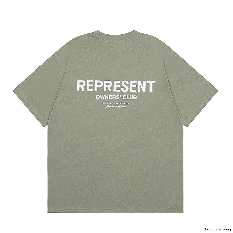Represent Army Green Style 868 Owners Club T-Shirt Signature Detail Logo