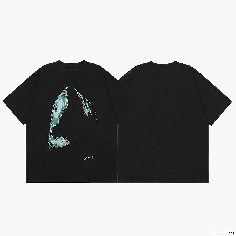 Represent Shark Print High Street Style Black T-Shirt