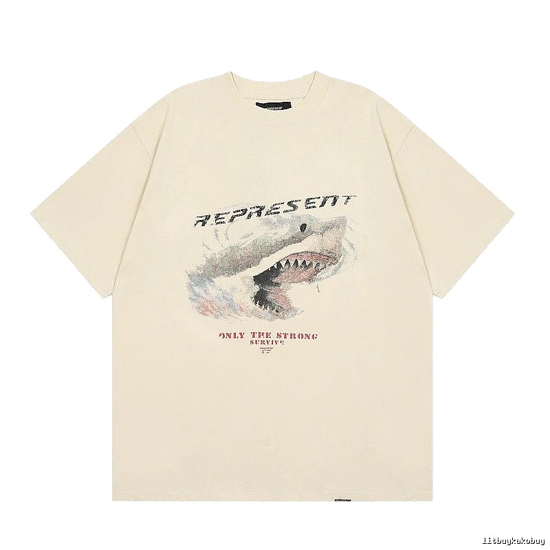 Represent Shark Print Vintage Beige T-Shirt