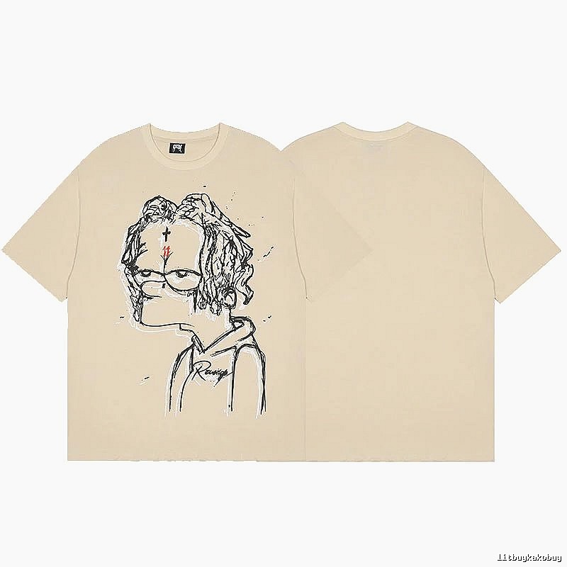 Revenge Beige Skull Graphic T-Shirt Visual Accent