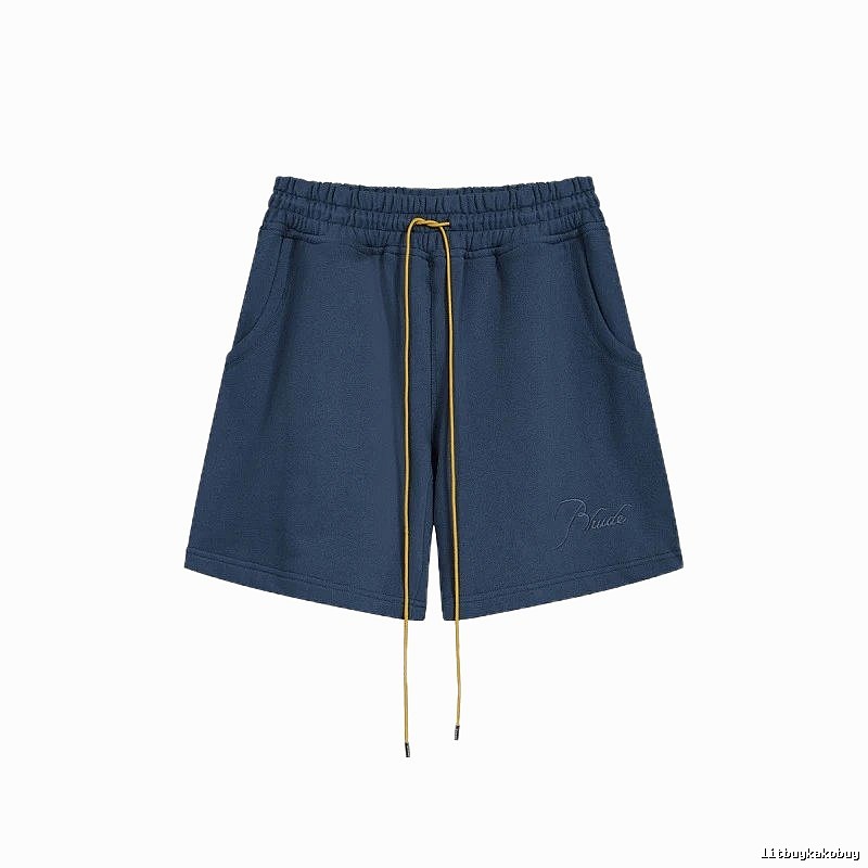 RHUDE minimalist style navy blue shorts