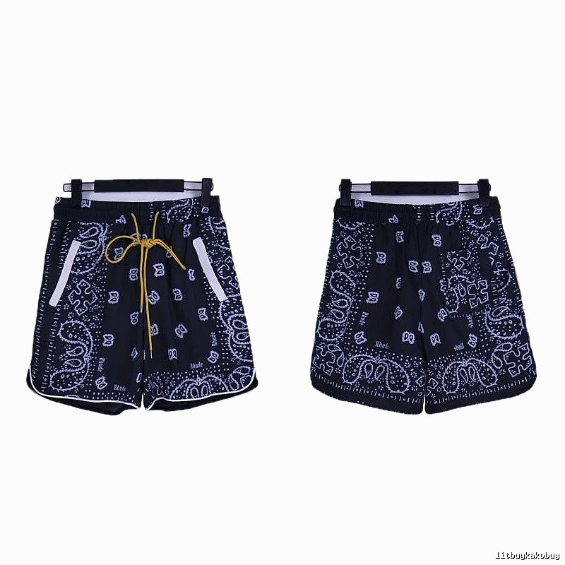RHUDE retro-style black shorts