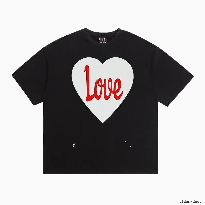 SAINT Heart Print Street Style Black T-Shirt