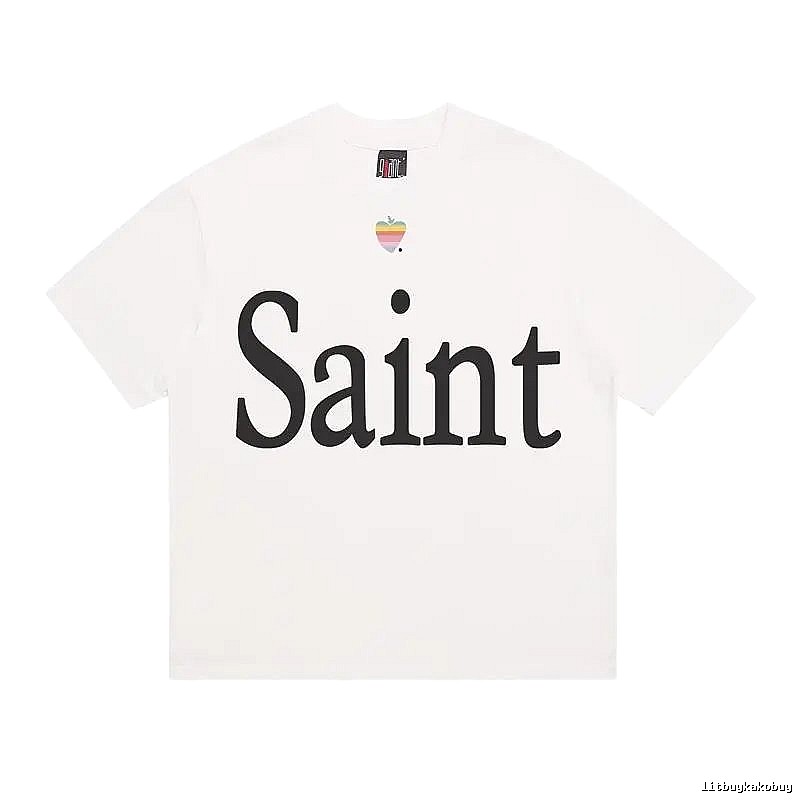 SAINT Letter Print Street Style Off-white T-shirt