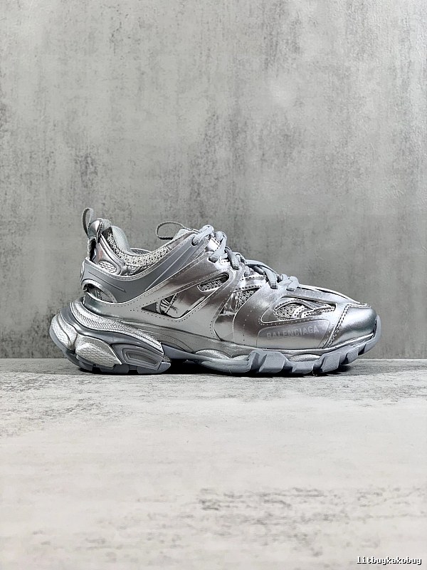 Silver Runner Sneaker by Balenciaga with Silver Layered Runner Side Profile