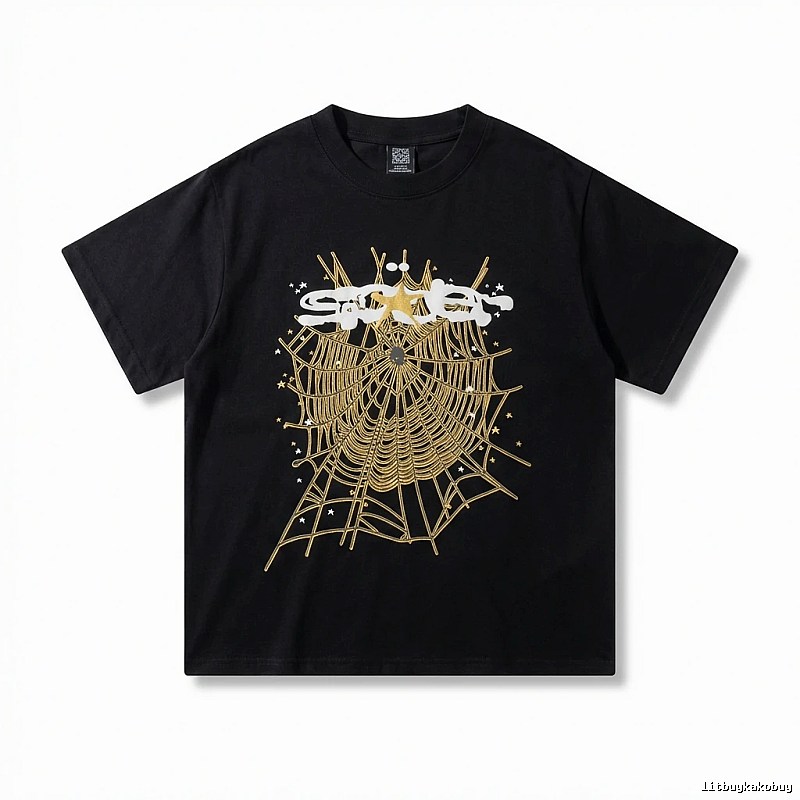Sp5der Cobweb Print Black T-shirt