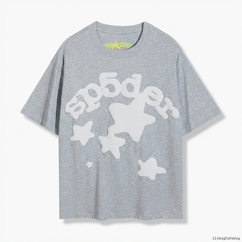 Sp5der Gray T-shirt with Star Print