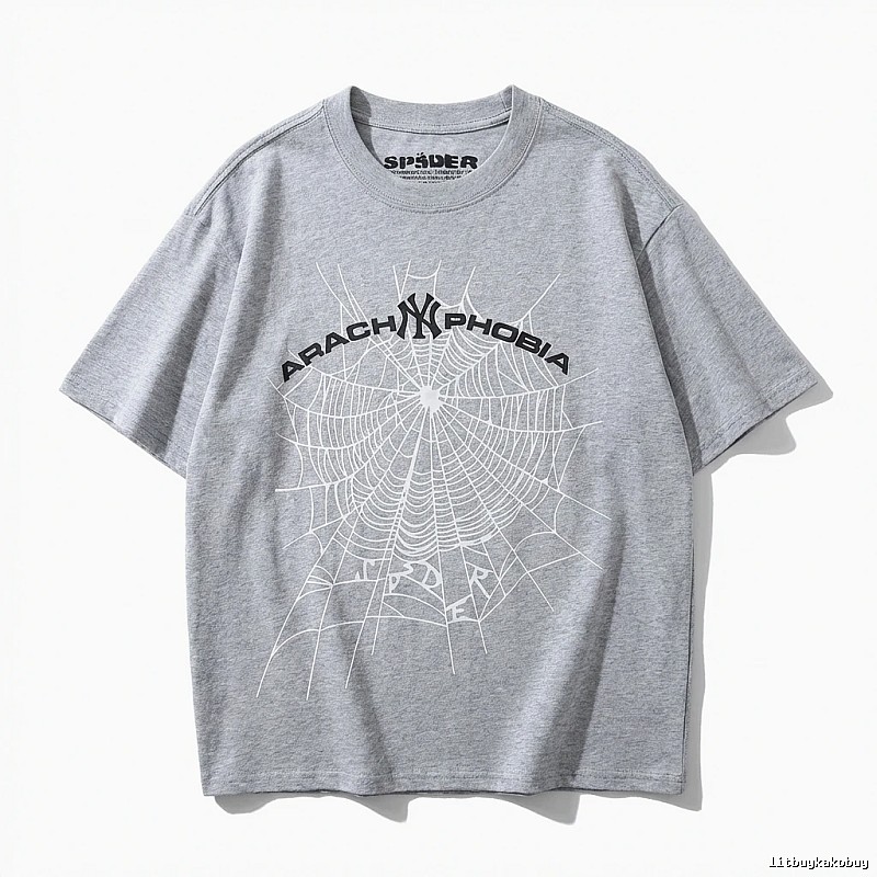 Sp5der Spider Web Trendy Grey T-shirt