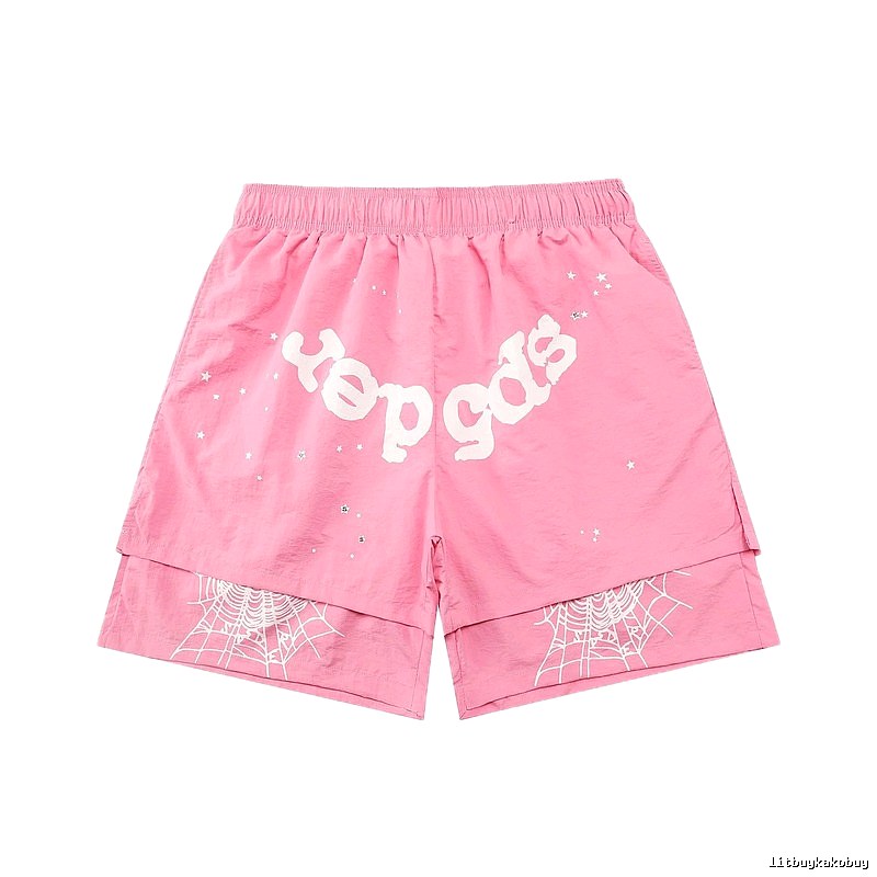 Sp5der star - printed pink shorts