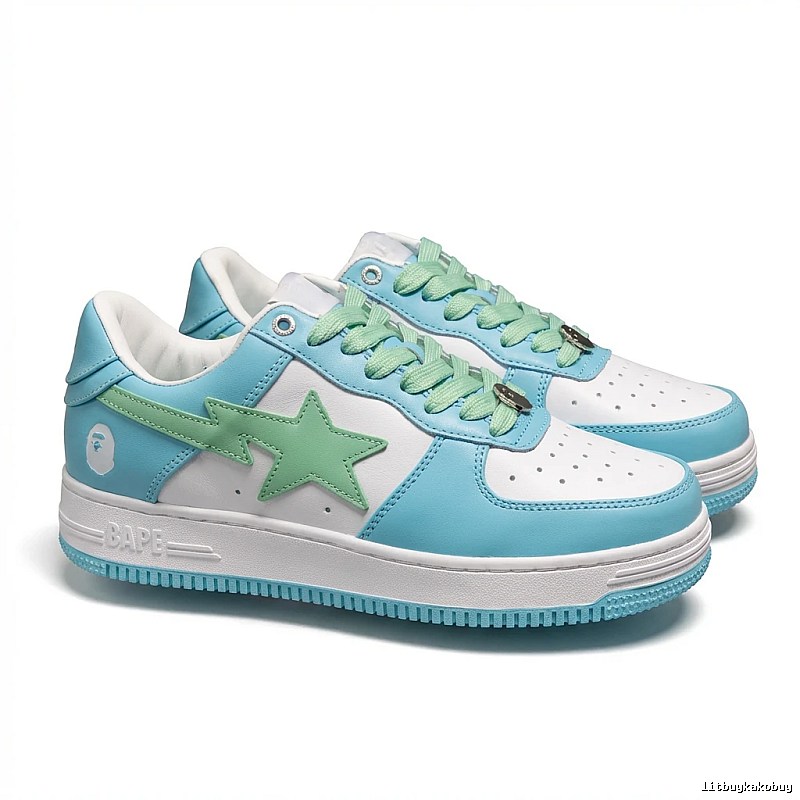Star Bape Trendy Blue and White Shoes