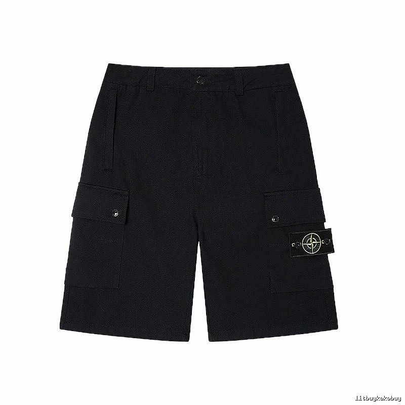 Stone Island Classic Techwear Style Black Cargo Shorts