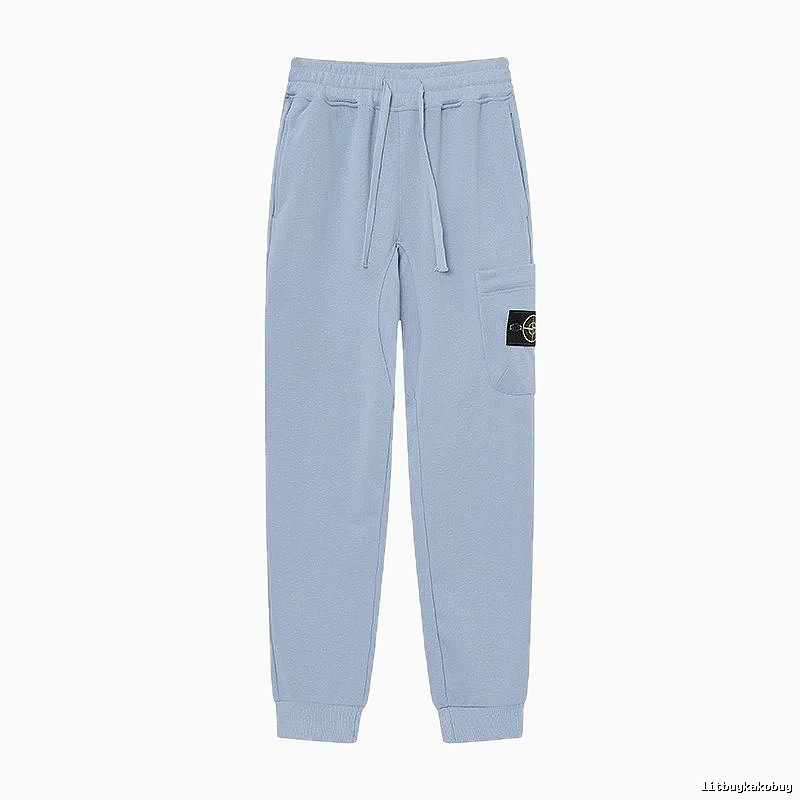 Stone Island Compass Badge Street Style Light Blue Cuffed Jogger Sweatpants