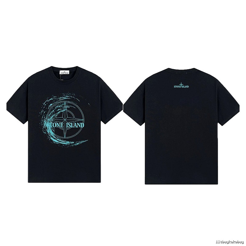 Stone Island Compass Print Street Style Black T-Shirt