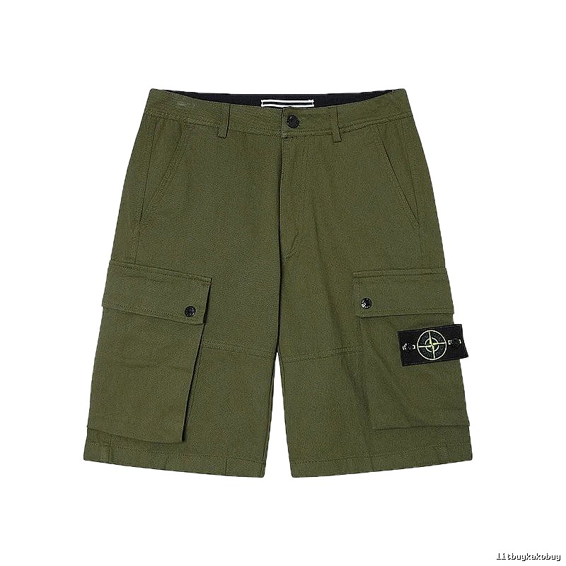 Stone Island Compass Workwear Style Army Green Cargo Shorts