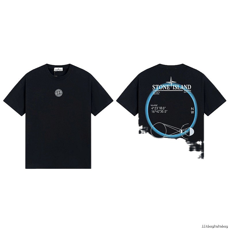 Stone Island Eclipse Collection Techwear Style Black Short-sleeve T-shirt