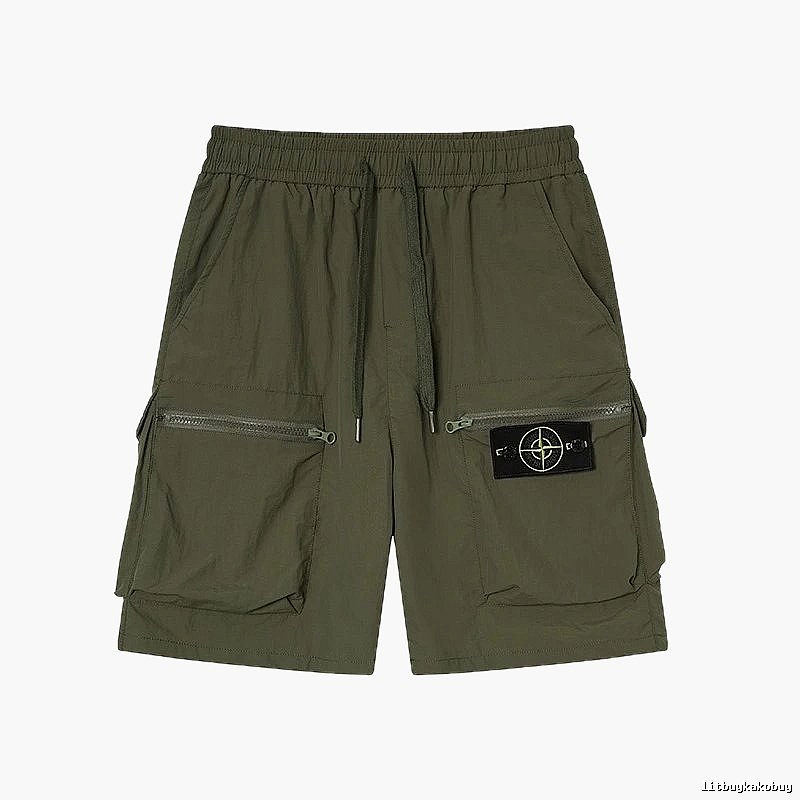 Stone Island Functional Style Army Green Cargo Shorts