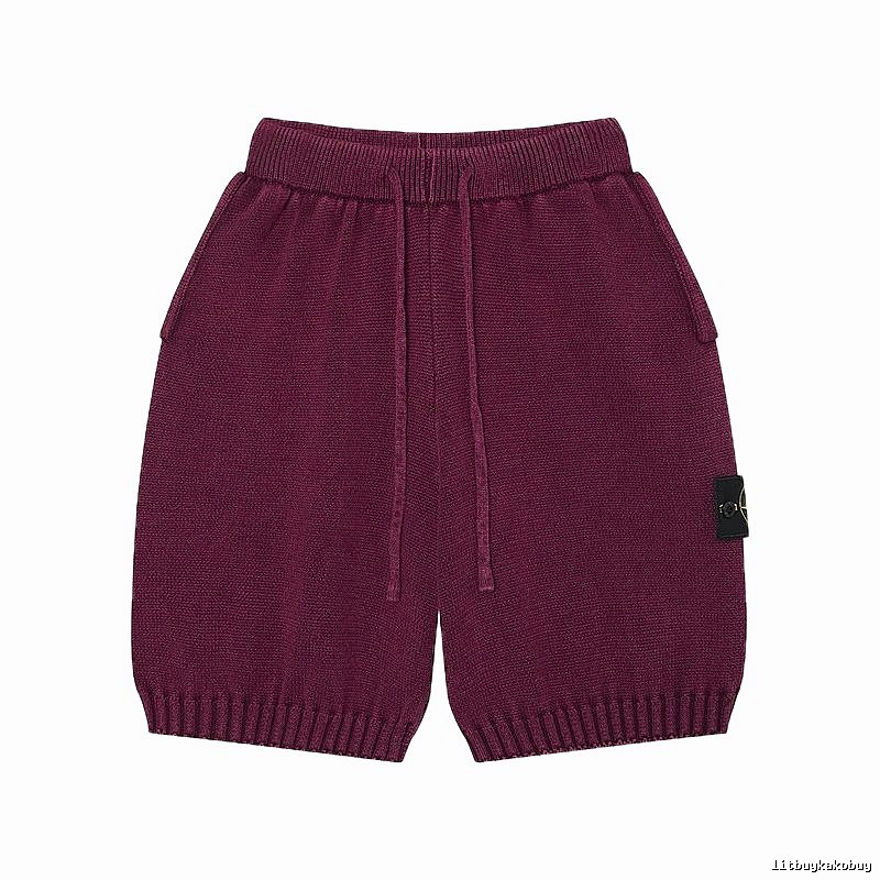 Stone Island Knit Casual Style Burgundy Shorts