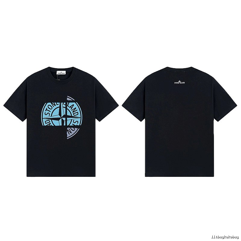 Stone Island Split Compass Street Style Black T-Shirt