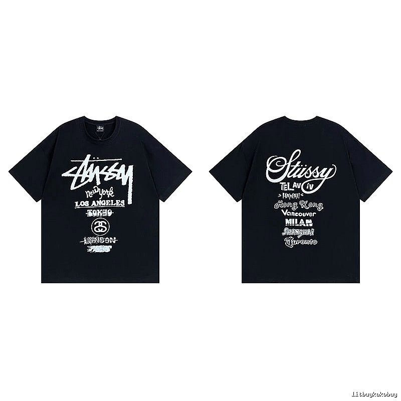 Stussy Black Spider Graphic T-Shirt Bold Graphic Logo