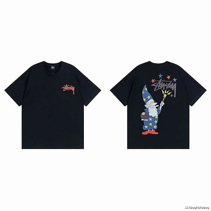 Stussy Black Spider Graphic T-Shirt Sport Casual Logo